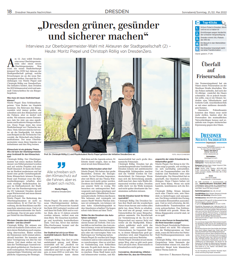 Artikel in den Dresdner Neuesten Nachrichten