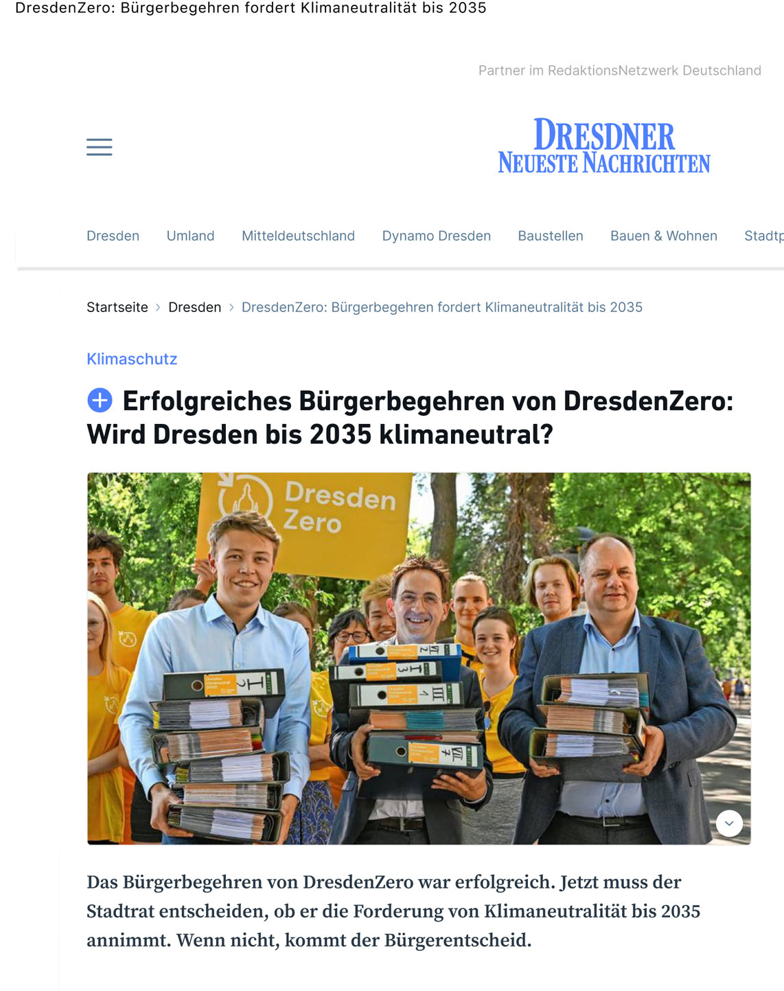 Artikel auf der Webseite der Dresdner Neuesten Nachrichten